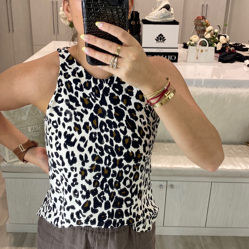 Cheetah silk tank blouse